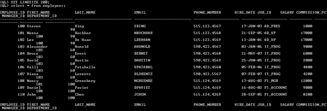 sqlplus suppress output options